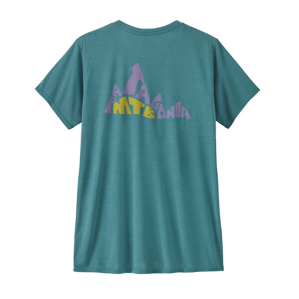 Patagonia W's Cap Cool Daily Graphic Shirt - Lands, Berm Logo: Wetland Blue X-Dye, S