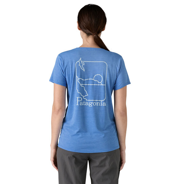 Patagonia W's Cap Cool Daily Graphic Shirt - Waters, Swelldrifter: Abundant Blue X-Dye, S