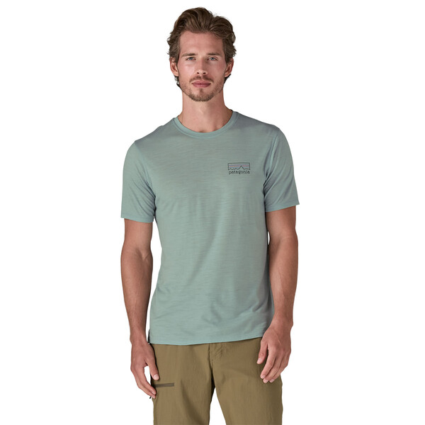 Patagonia M's Cap Cool Merino Blend Graphic Shirt, Fitz Roy Strata: Thermal Blue, XL
