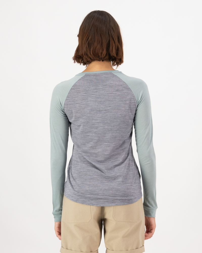 Mons Royale Icon Merino Raglan Long Sleeve, Grey Heather / Dew, Grösse M