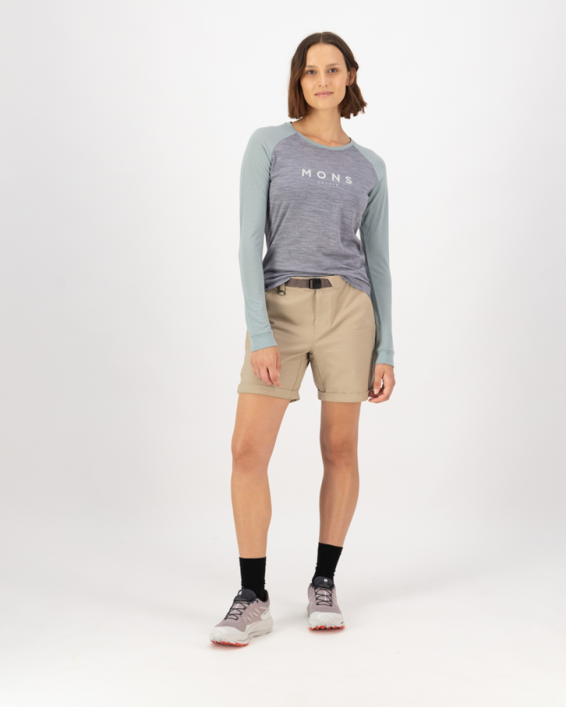 Mons Royale Icon Merino Raglan Long Sleeve, Grey Heather / Dew, Grösse M