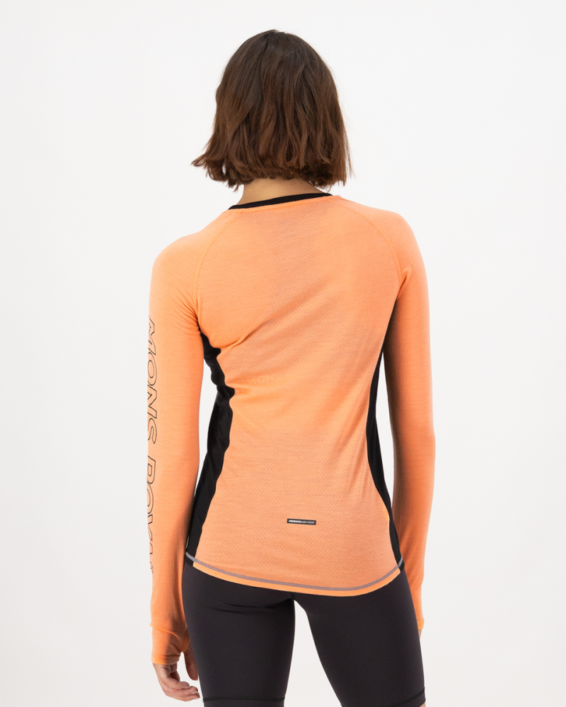 Mons Royale Bella Merino Long Sleeve, Grey Heather / Punch, Grösse L