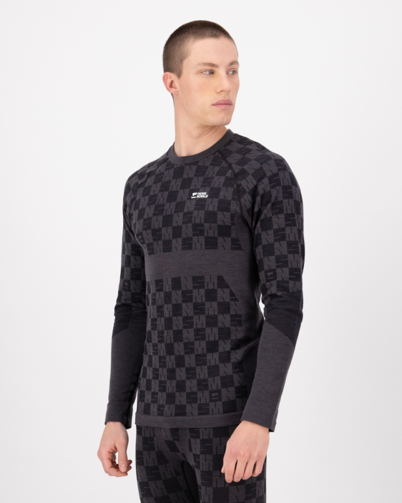 Mons Royale Ascender Merino Seamless Long Sleeve, Forged Iron / Black, Grösse XL
