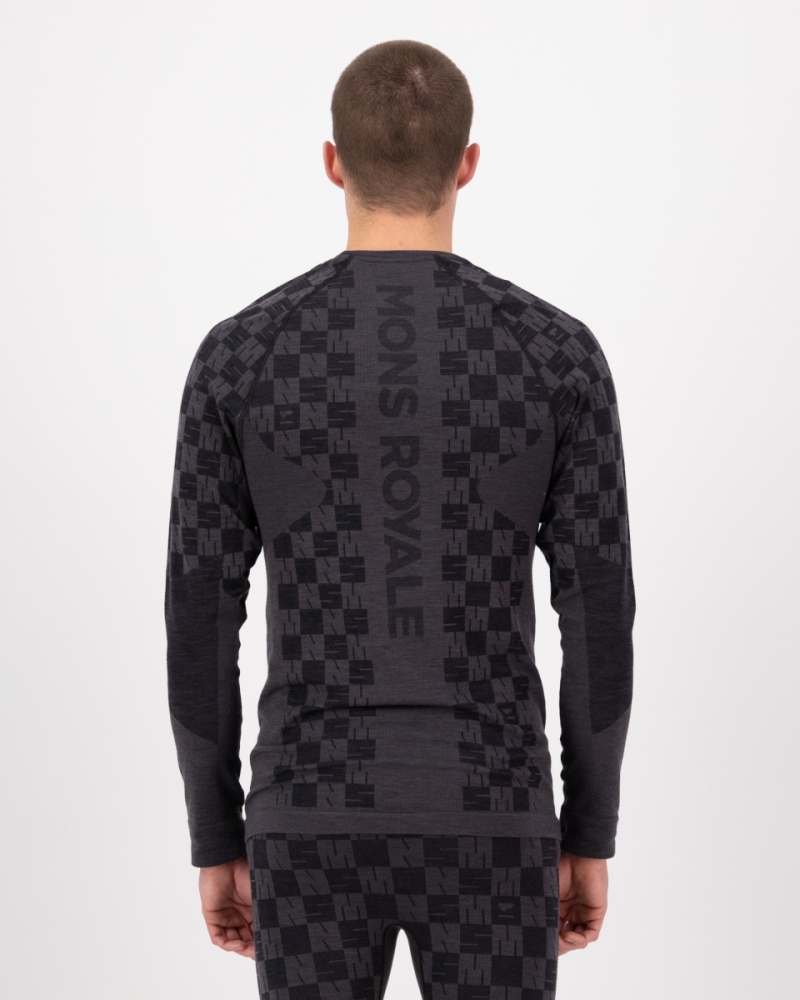 Mons Royale Ascender Merino Seamless Long Sleeve, Forged Iron / Black, Grösse XL