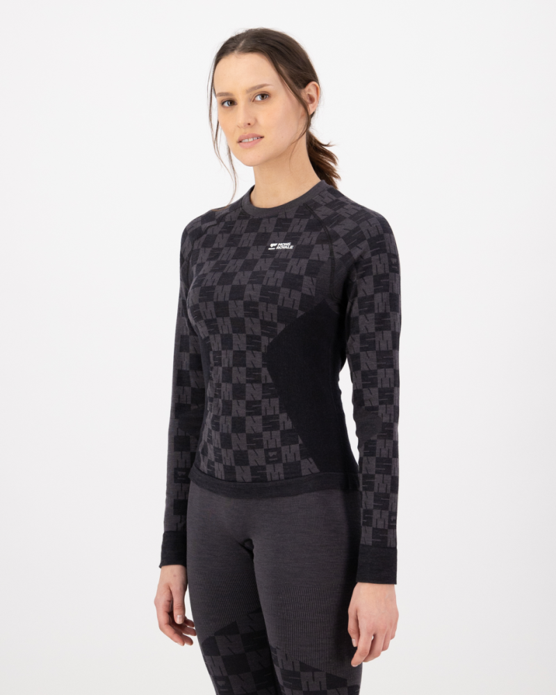 Mons Royale Ascender Merino Seamless Long Sleeve, Forged Iron / Black, Grösse S