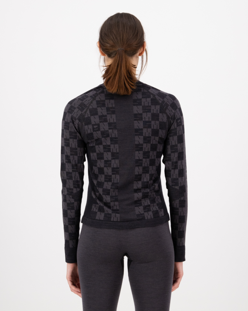 Mons Royale Ascender Merino Seamless Long Sleeve, Forged Iron / Black, Grösse S