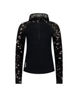Mons Royale Bella Merino Long Sleeve Hood, Black Daisy, Grösse S