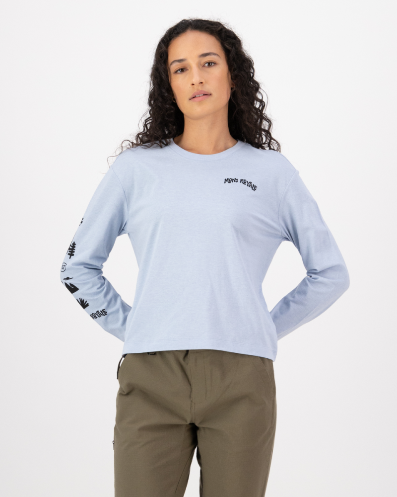 Mons Royale Yonder Merino Organic Cotton Long Sleeve, Frost, Grösse S