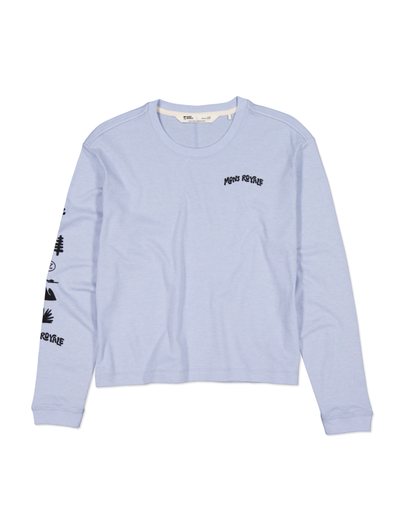 Mons Royale Yonder Merino Organic Cotton Long Sleeve, Frost, Grösse S