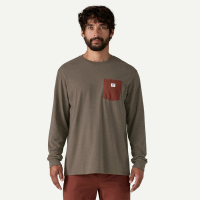 Patagonia M's L/S Shop Sticker Pocket Responsibili-Tee, Marlow Brown