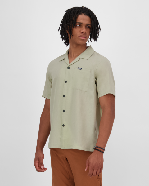 Mons Royale Breezer Merino Short Sleeve Shirt, Dried Eucalyptus