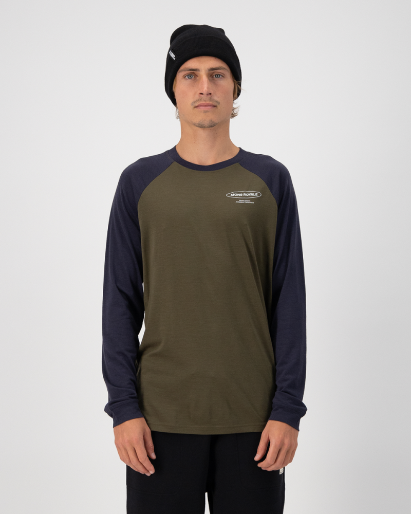 Mons Royale Icon Raglan, Dark Olive / 9 Iron