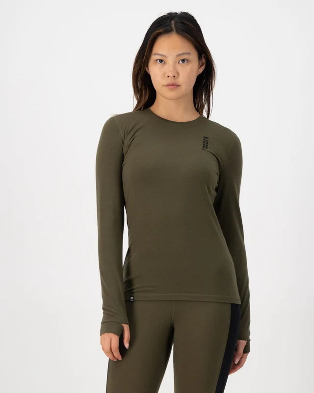 Mons Royale Cascade Merino Flex 200 LS, Dark Olive, Grösse S
