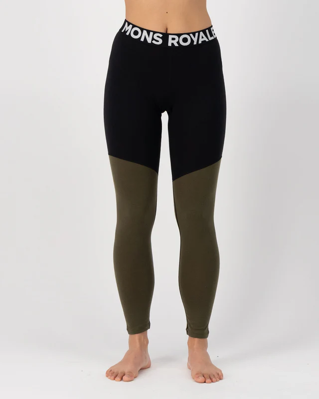 Mons Royale Cascade Merino Flex 200 Legging, Dark Olive, Grösse XS