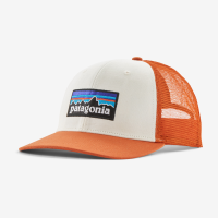 Patagonia P-6 Logo Trucker Hat, White w/Redtail Rust, ALL