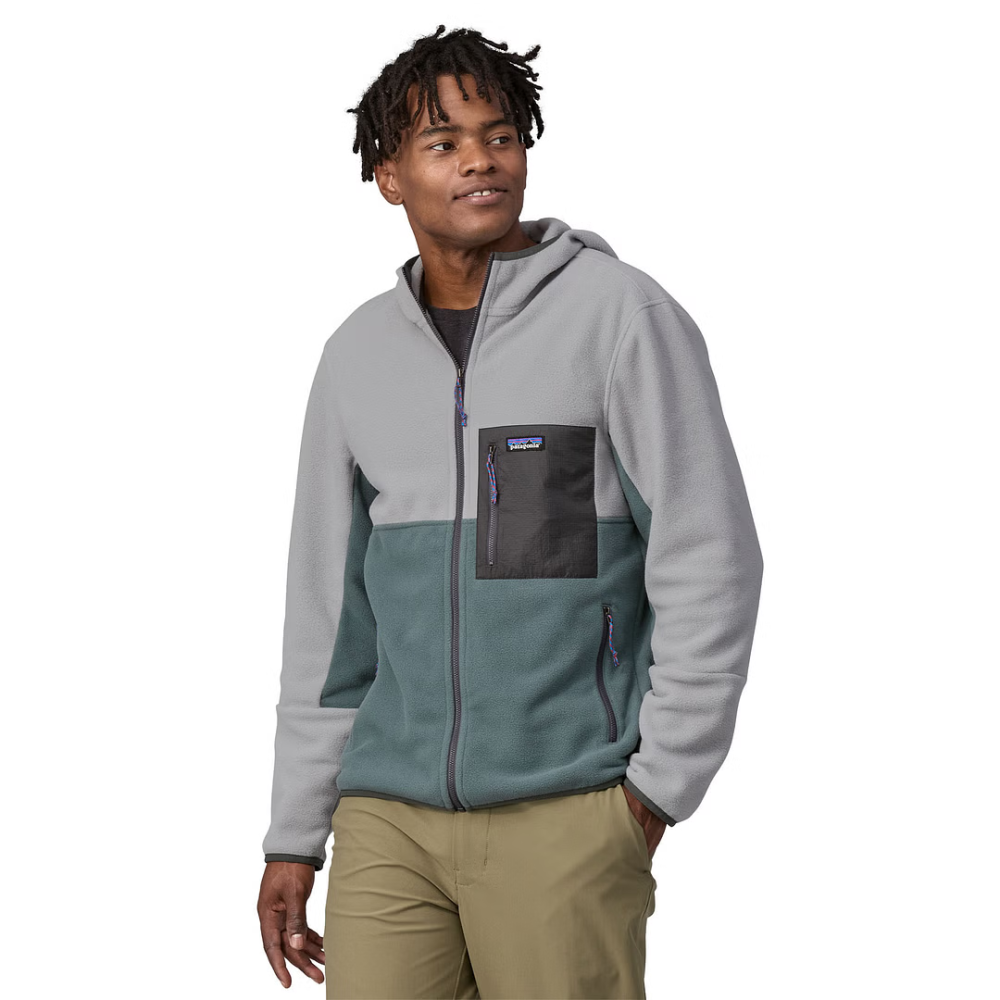 Patagonia M's Microdini Hoody, Nouveau Green w/Salt Grey, S