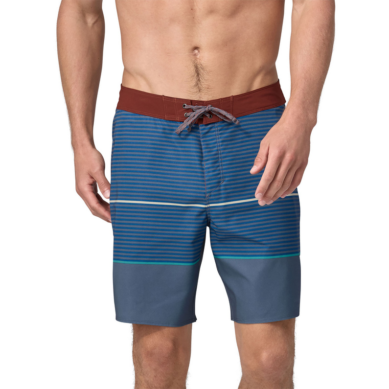 Patagonia M's Hydropeak Boardshorts - 18 in., Olivas Stripe: Utility Blue, 34