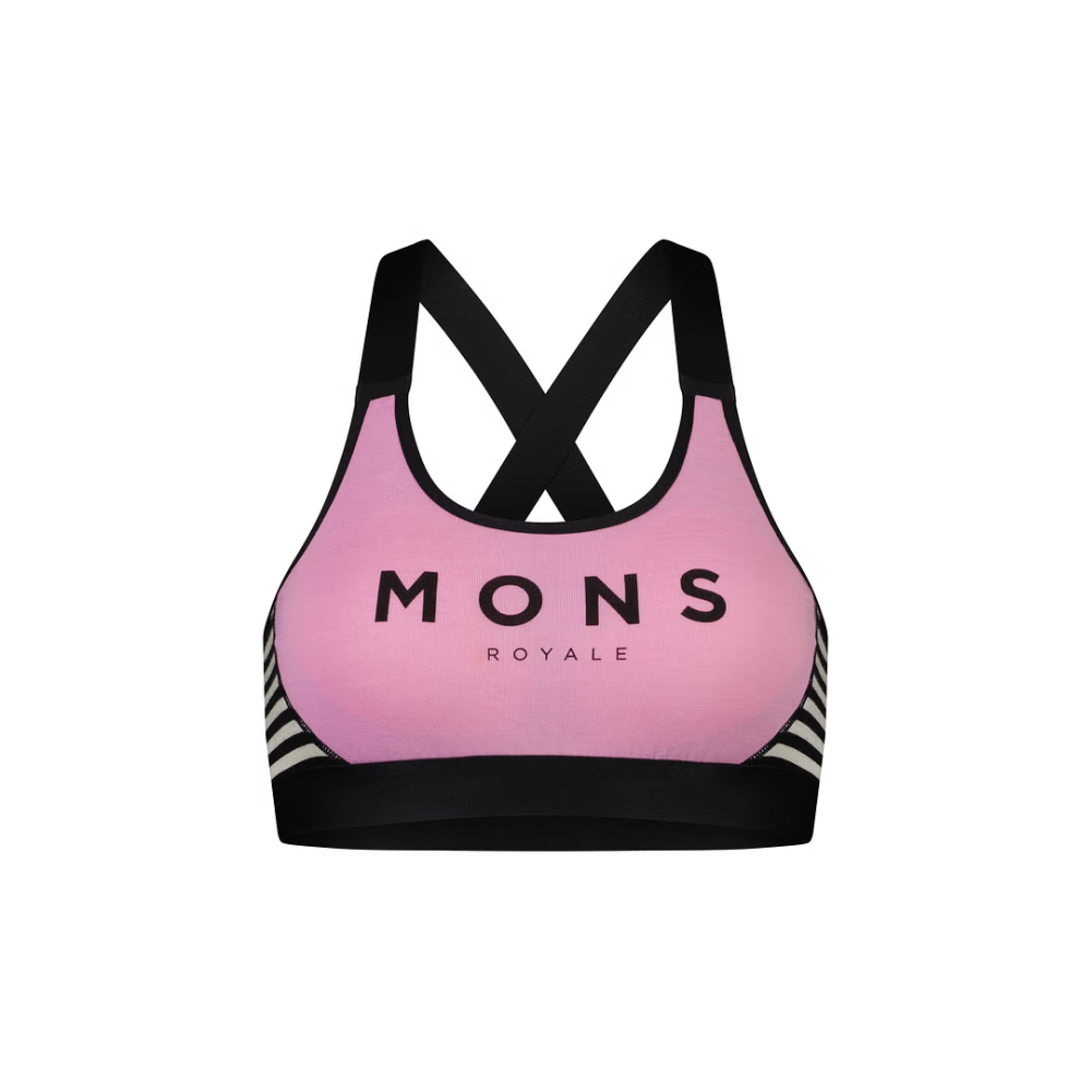 Mons Royale Stella X-Back Bra, Pink Stripe, Grösse L