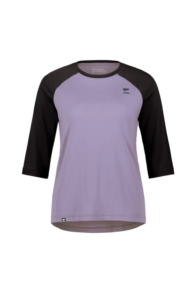 Mons Royal W Tarn Merino Shift Raglan 3/4 Thistle / Black,  S Womens