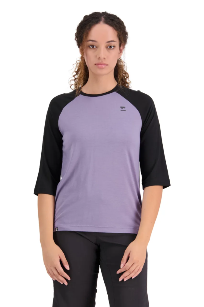 Mons Royal W Tarn Merino Shift Raglan 3/4 Thistle / Black,  S Womens
