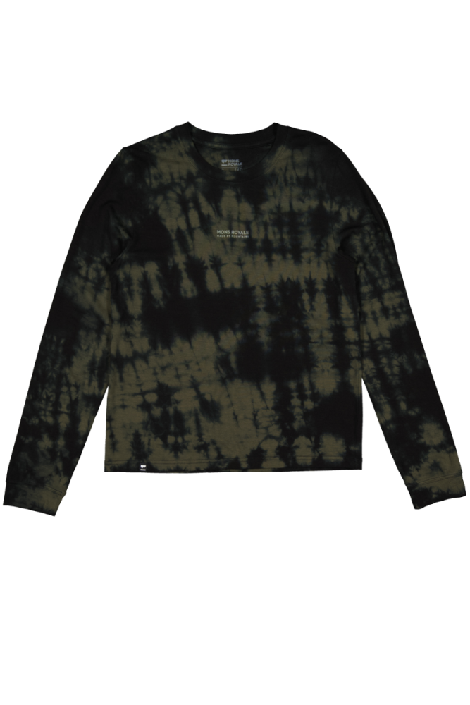 Mons Royal W Icon Relaxed LS Garment Dyed Olive Tie Dye,  M